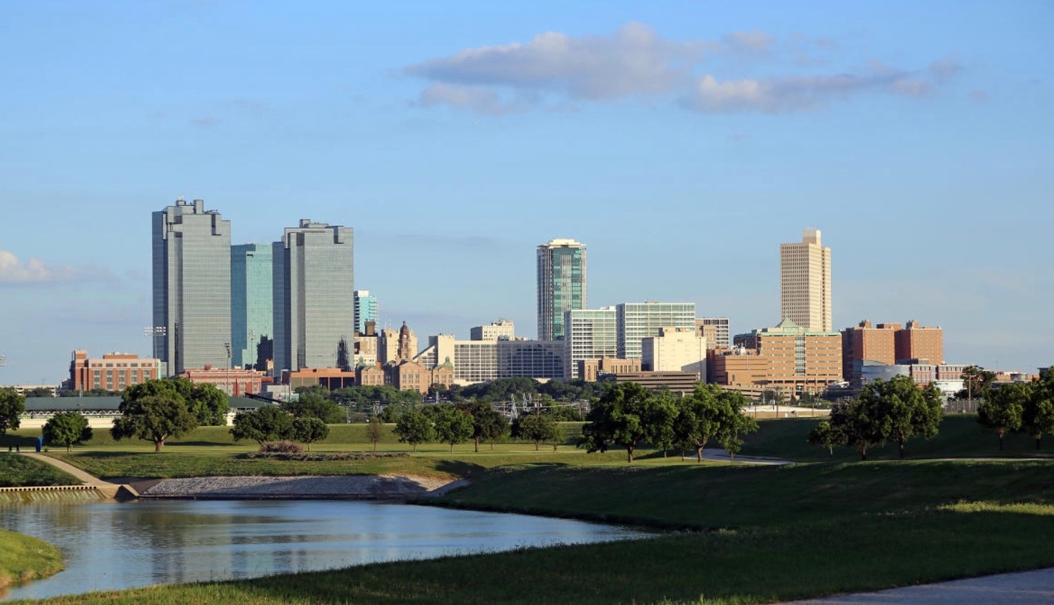 Fort Worth skyline near Sacred Heart Estates